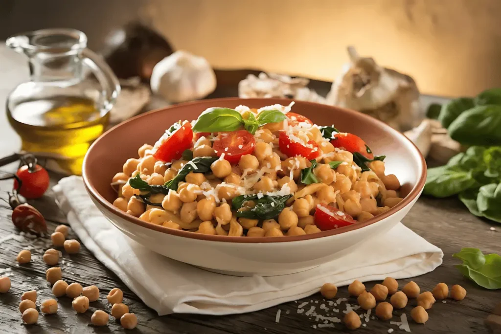 chickpea pasta with vegetables