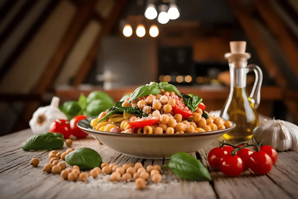 chickpea pasta with vegetables