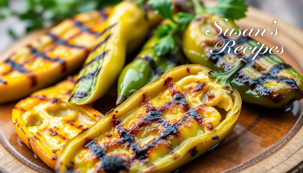 Grilled banana peppers